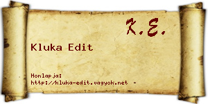 Kluka Edit névjegykártya